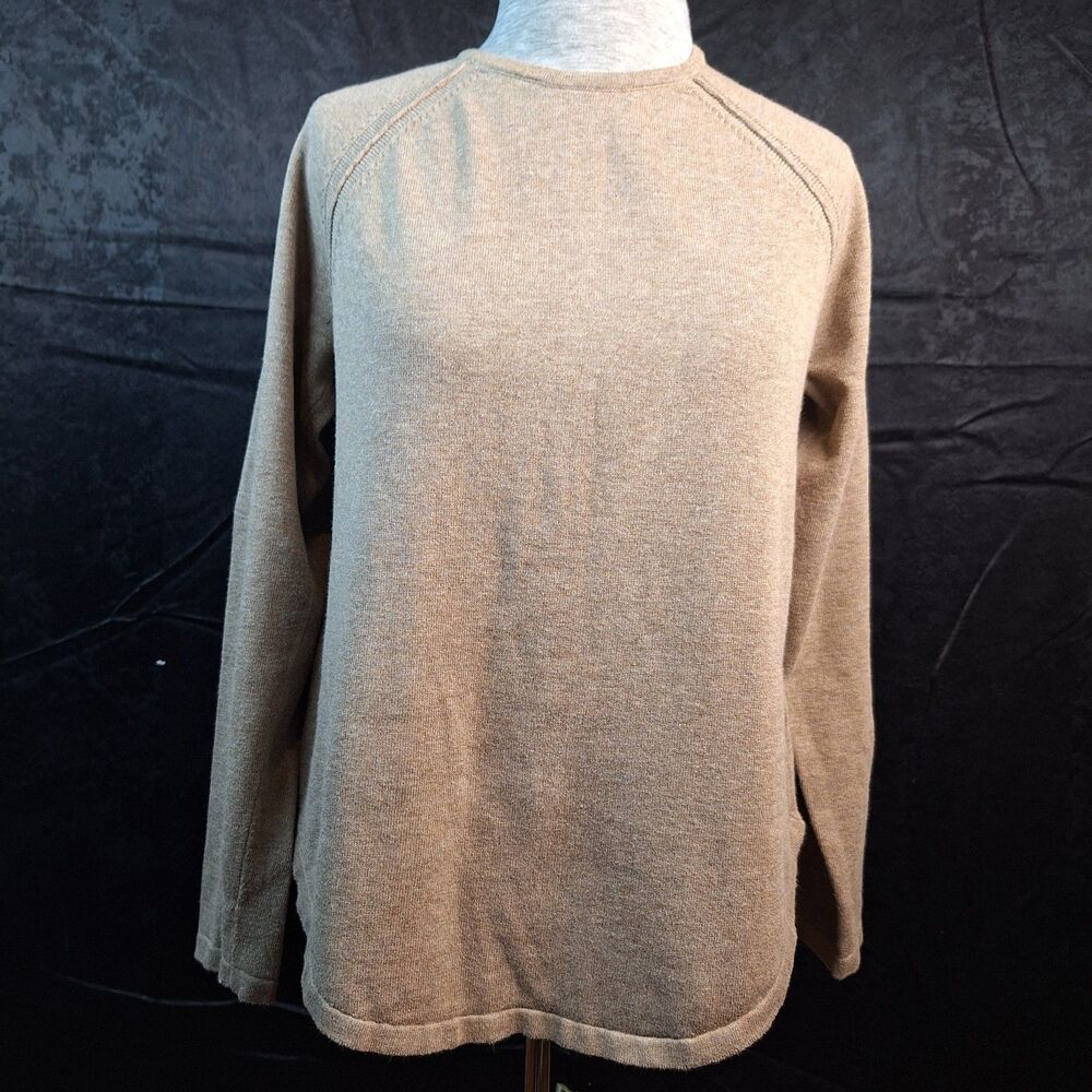 100 Cotton Heather Brown Raglan Fisherman Beach Coastal Small Split Side Coastal